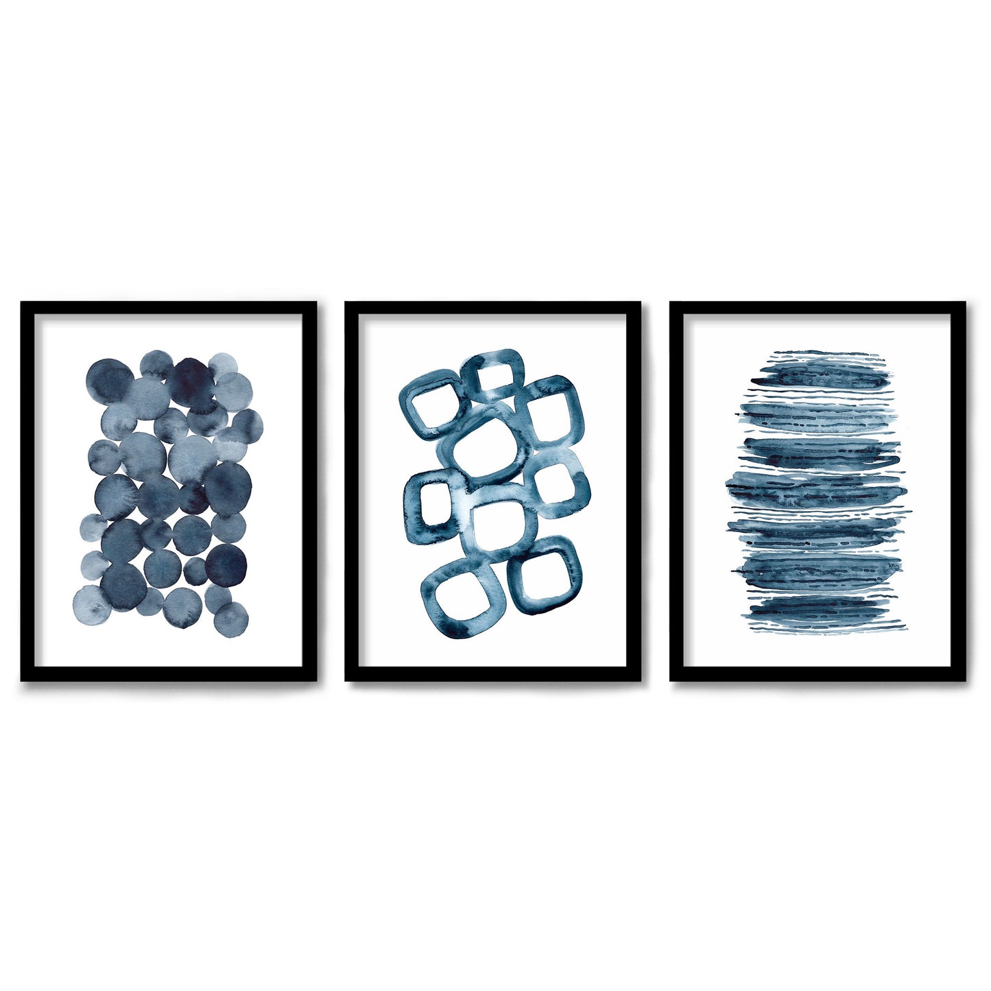 Watercolor Shapes by Lisa Nohren 3 Piece Framed Triptych 