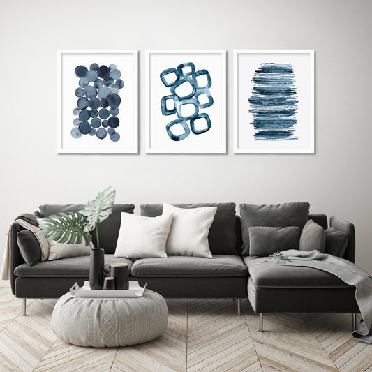 Watercolor Shapes by Lisa Nohren - 3 Piece Framed Triptych Wall Art Set - Americanflat