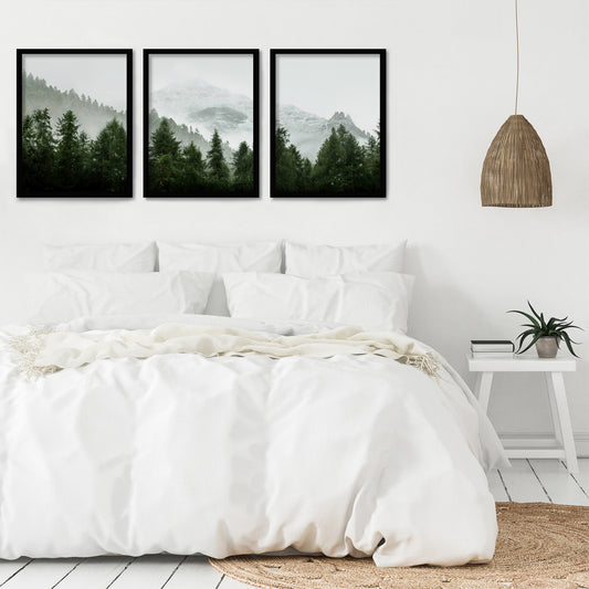 Green Mountain Mural by Tanya Shumkina - 3 Piece Framed Triptych Wall Art Set - Americanflat
