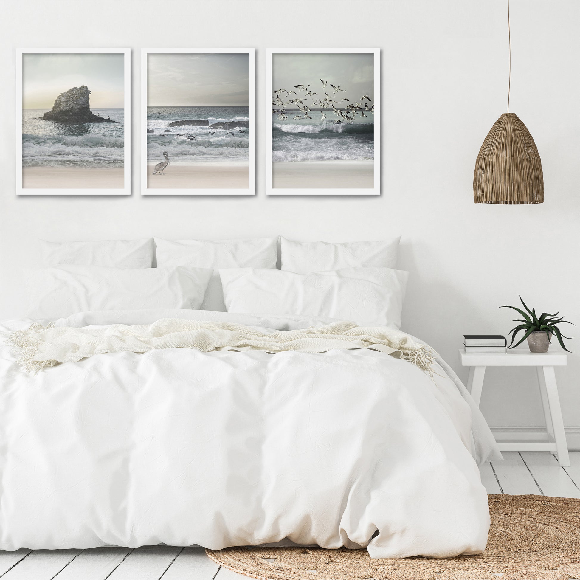 Morning Beach Walks by Tanya Shumkina - 3 Piece Framed Triptych Wall Art Set - Americanflat