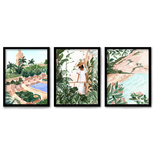Boho Tropical Paradise by Sabina Fenn 3 Piece Framed Triptych 