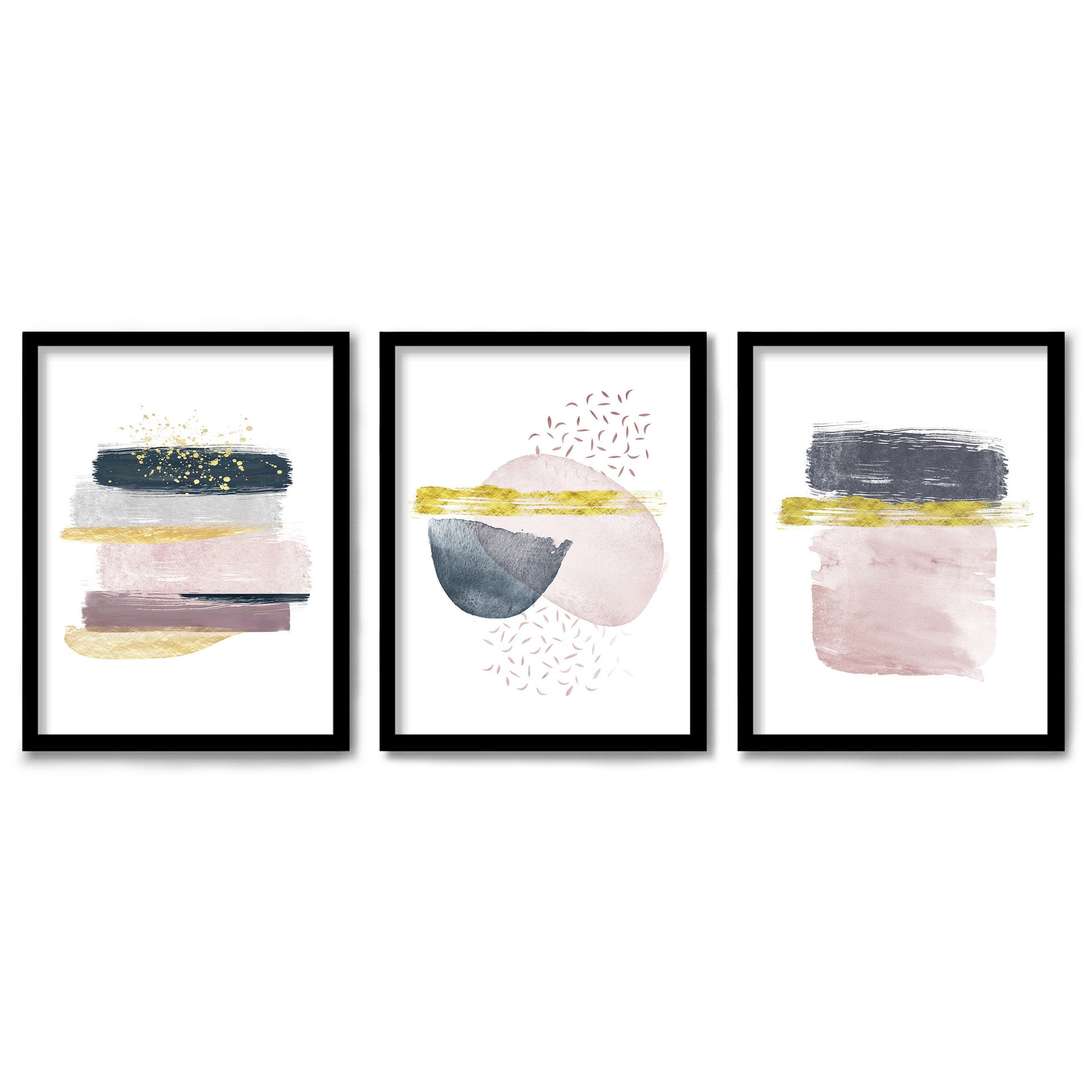 Boho Blush and Gold by Tanya Shumkina 3 Piece Framed Triptych 
