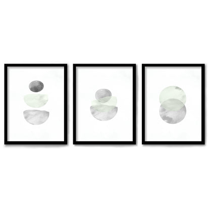 Retro Geo in Stone by Tanya Shumkina 3 Piece Framed Triptych 