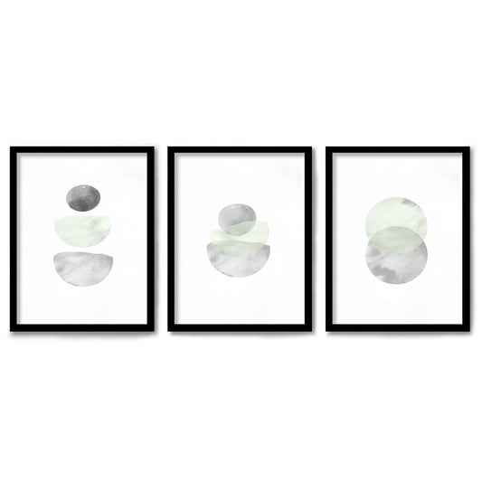 Retro Geo in Stone by Tanya Shumkina 3 Piece Framed Triptych 