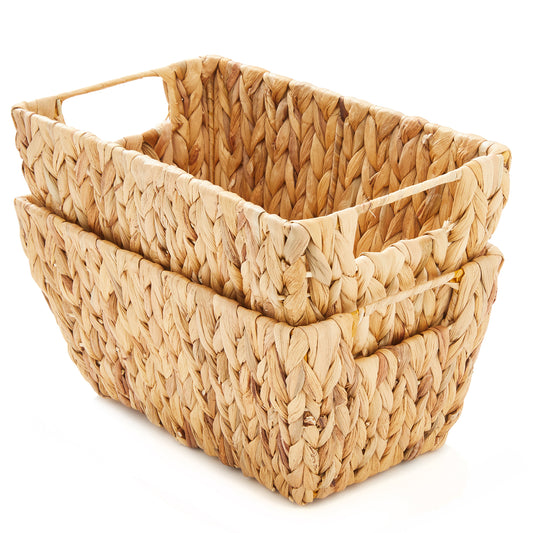 Natural Hand Woven Water Hyacinth Basket - Pack of 2 - Basket - Americanflat