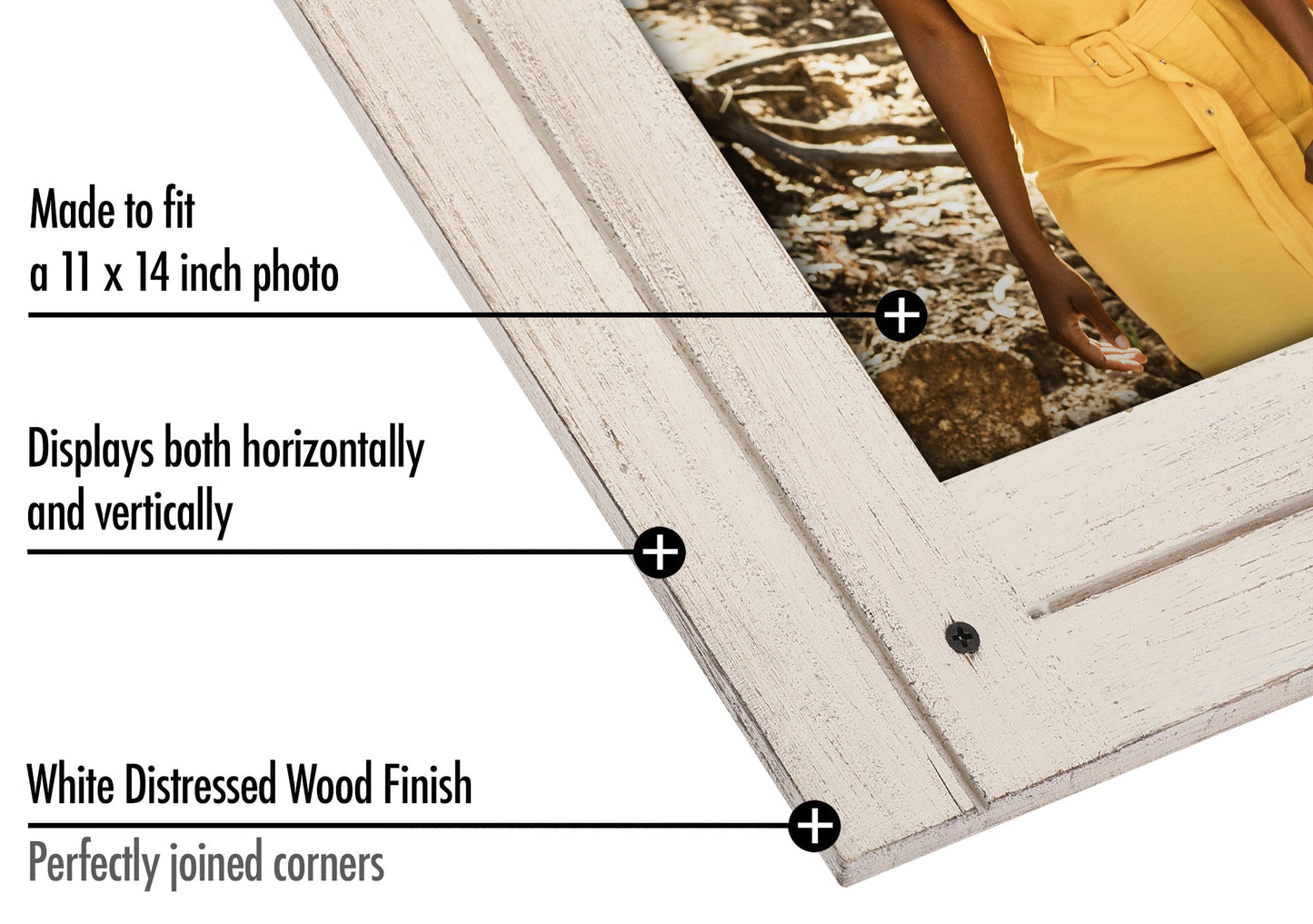 Rustic Picture Frame with Textured Wood | Choose Size and Color