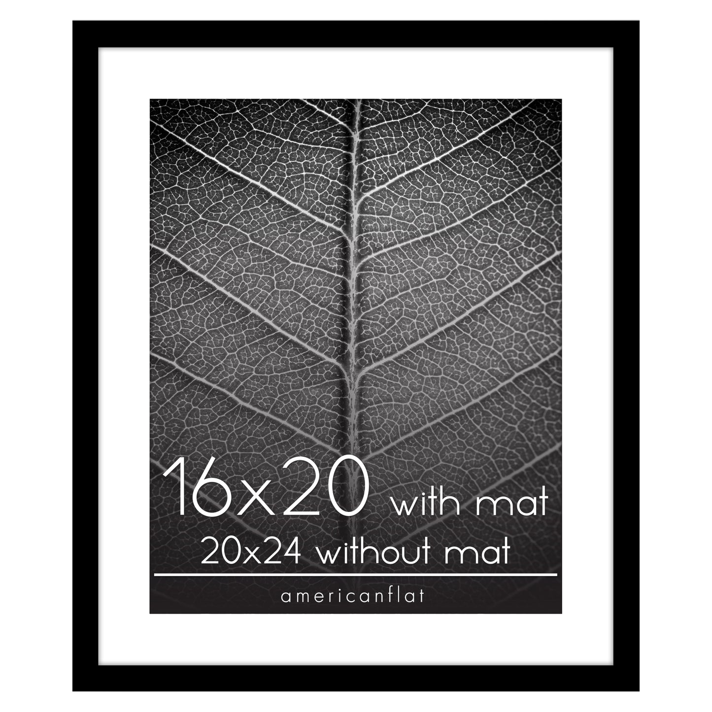 Black Poster Frame with Mat | Plexiglass Cover | Choose Size