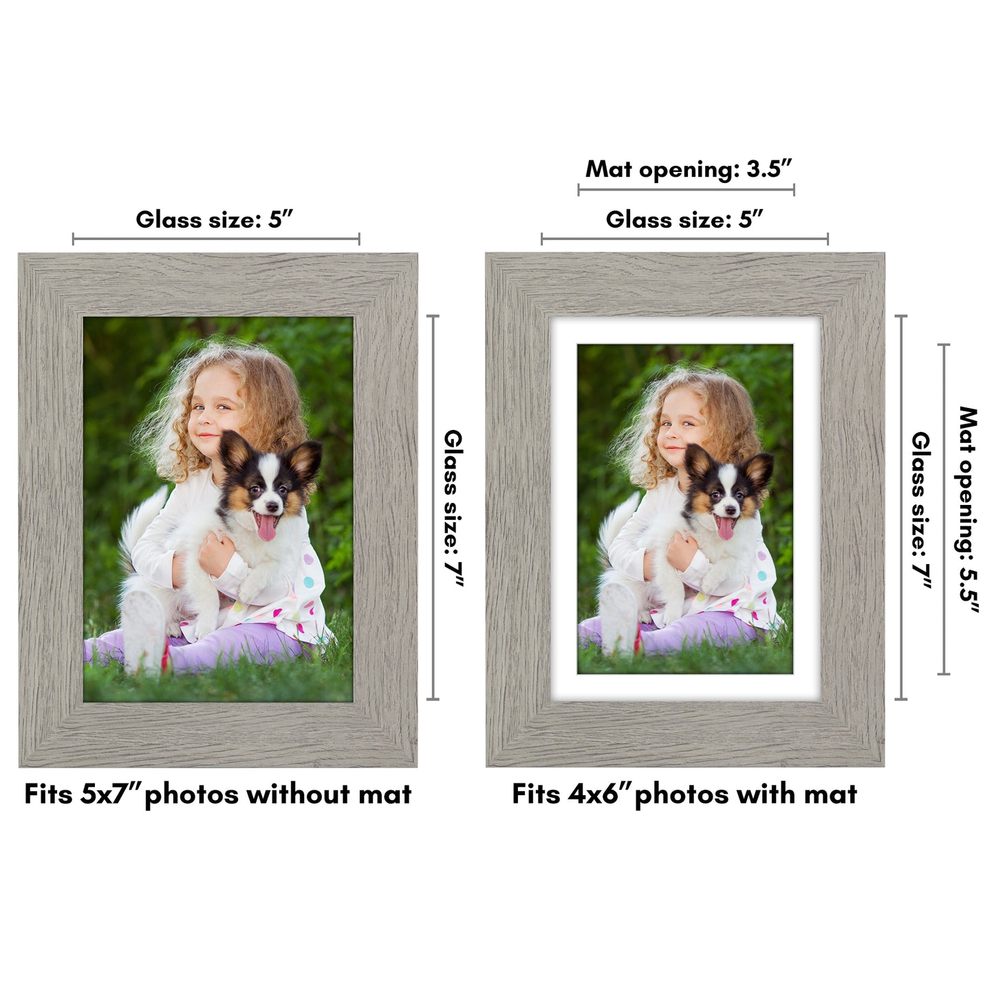 Wide Frame Picture Frame with Mat | Choose Size and Color