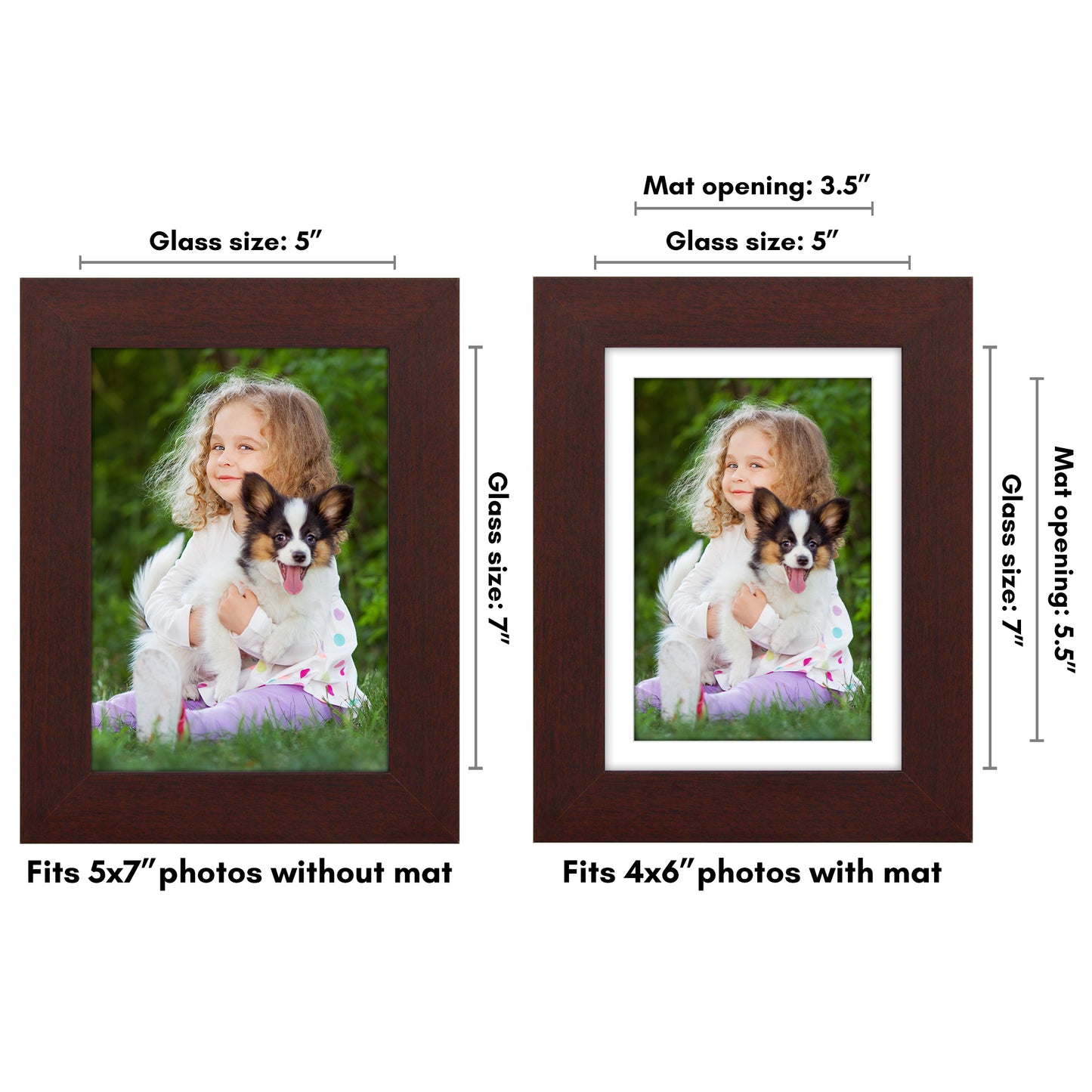 Wide Frame Picture Frame with Mat | Choose Size and Color