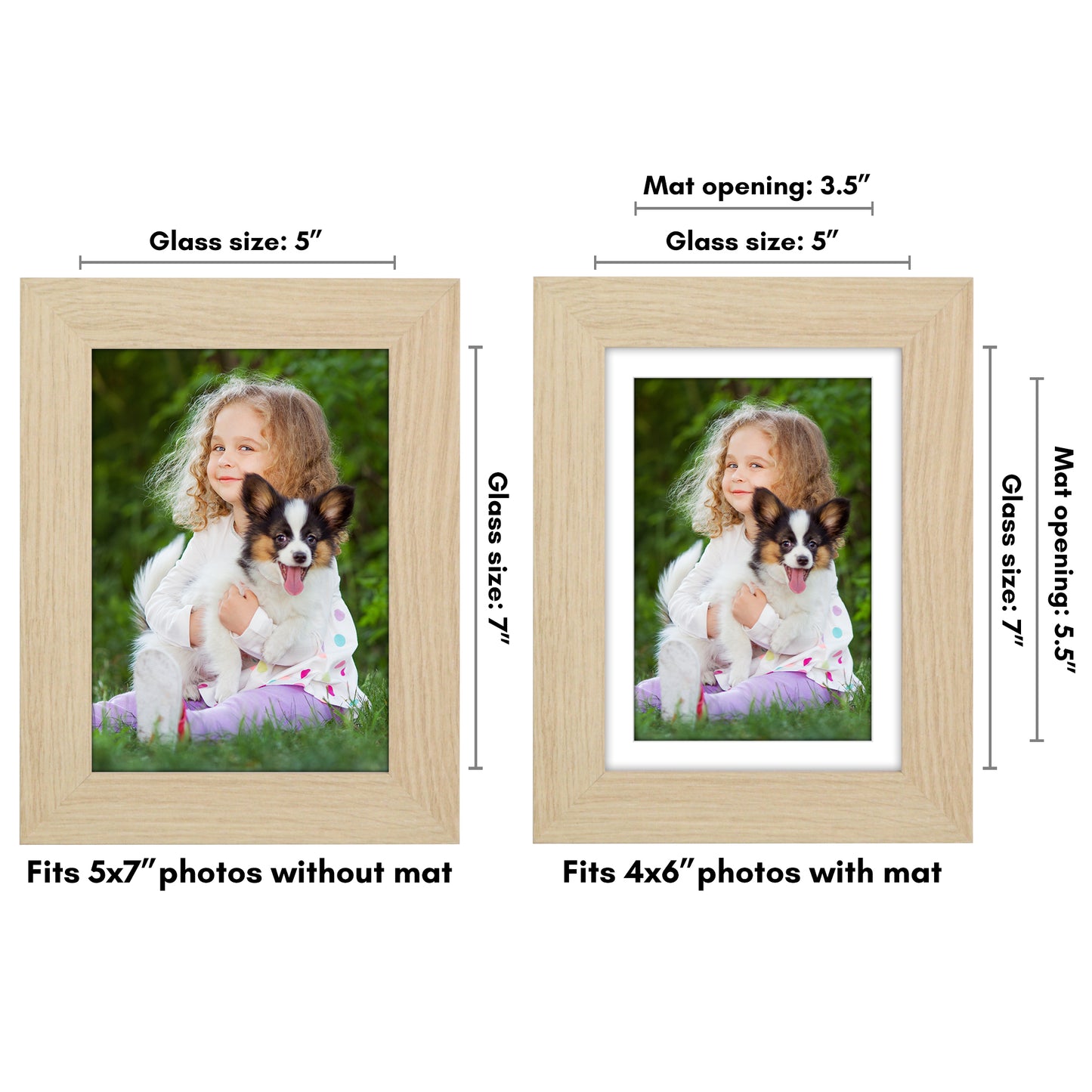 Wide Frame Picture Frame with Mat | Choose Size and Color