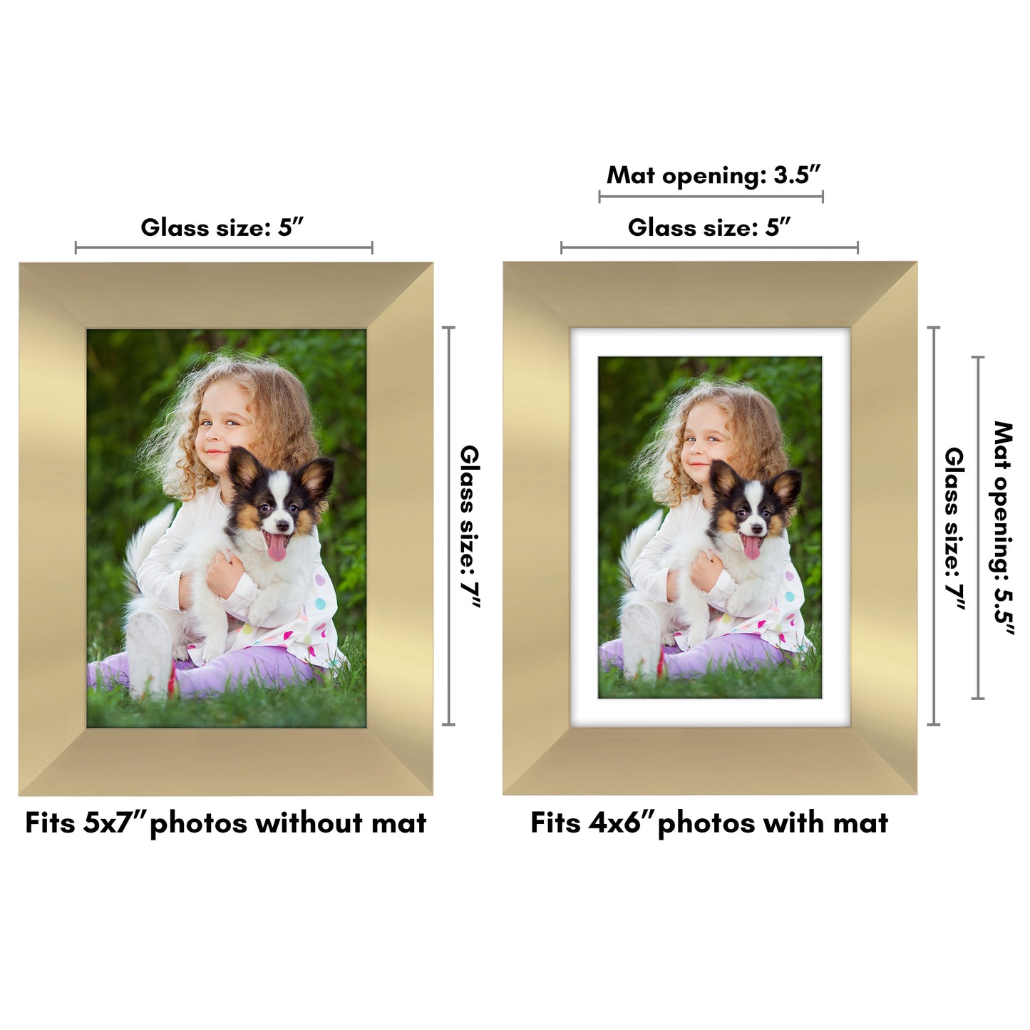 Wide Frame Picture Frame with Mat | Choose Size and Color