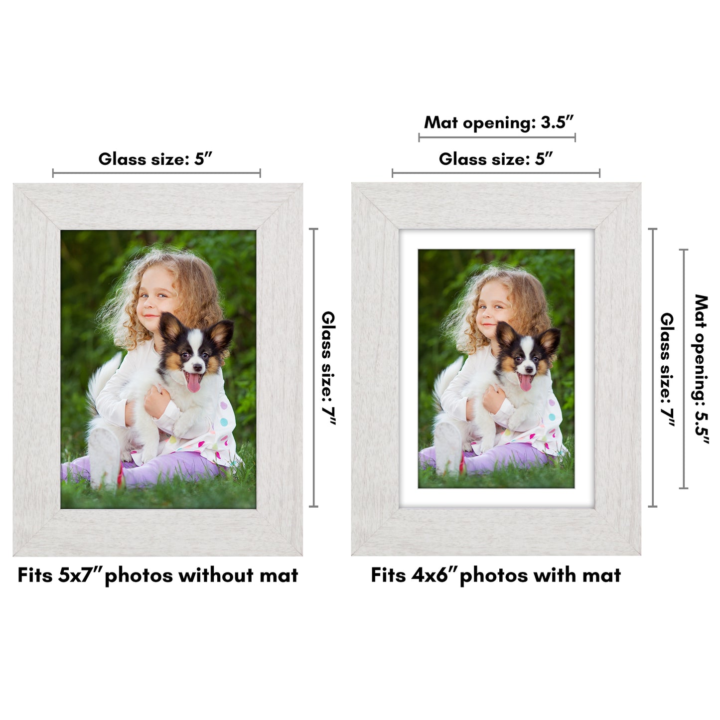 Wide Frame Picture Frame with Mat | Choose Size and Color