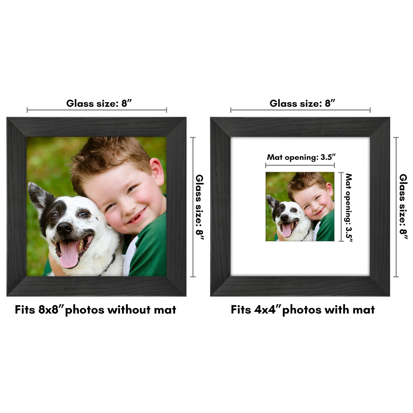 Wide Frame Picture Frame with Mat | Choose Size and Color