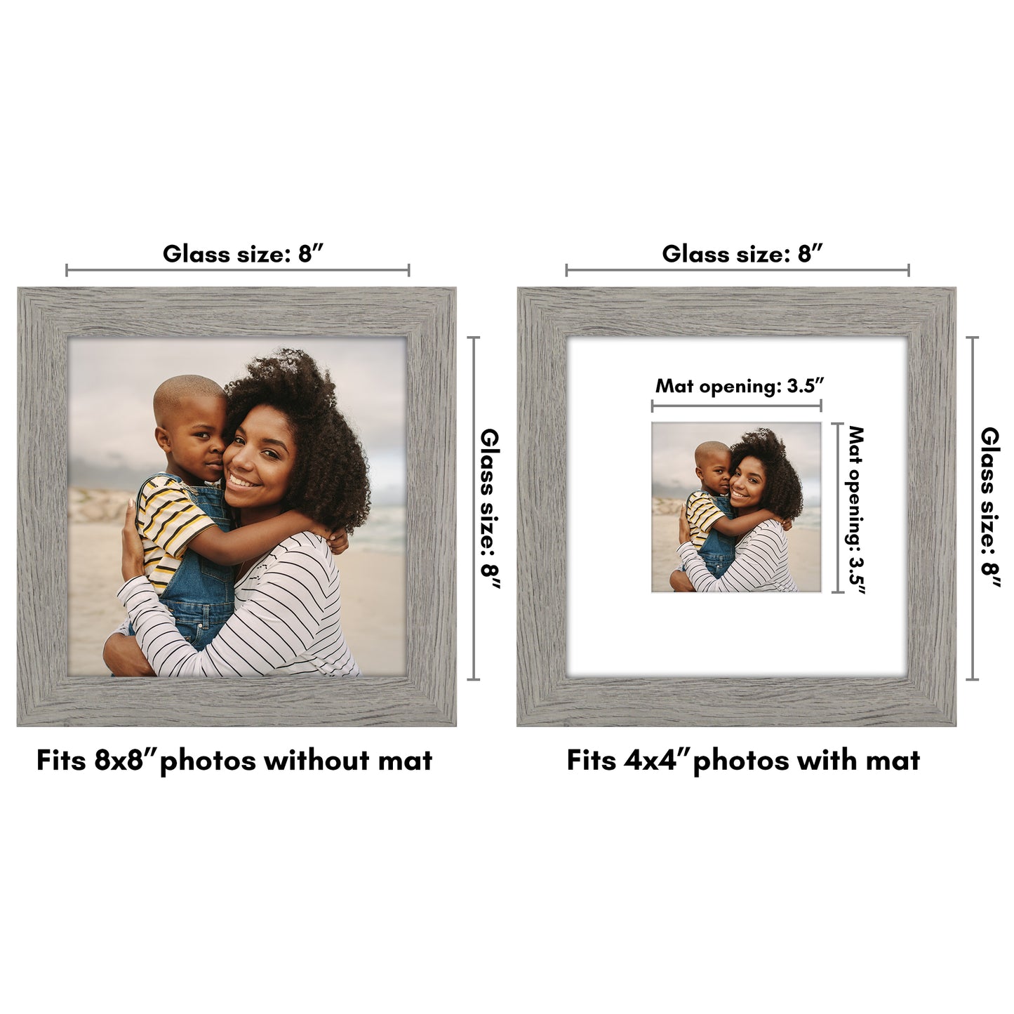 Wide Frame Picture Frame with Mat | Choose Size and Color