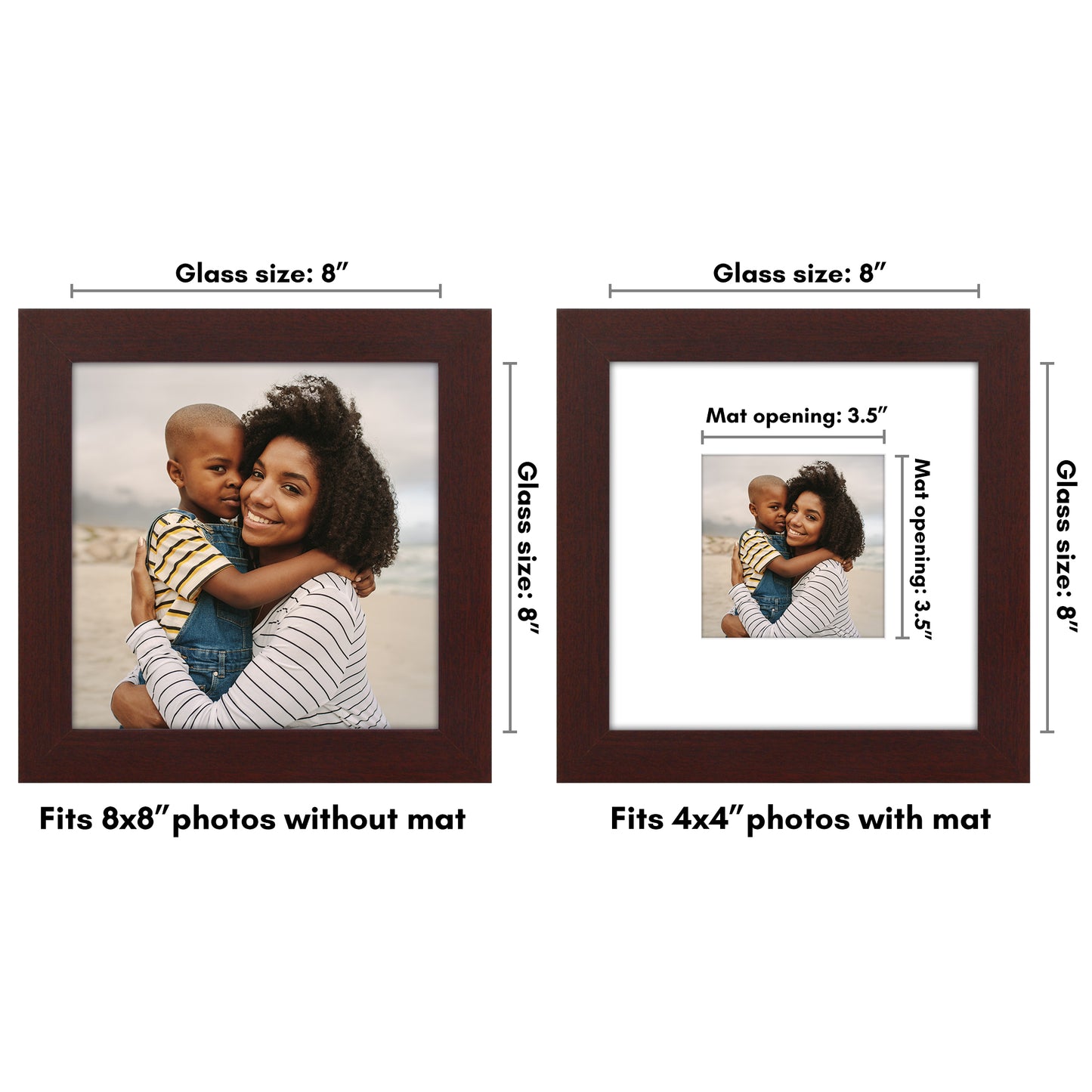 Wide Frame Picture Frame with Mat | Choose Size and Color