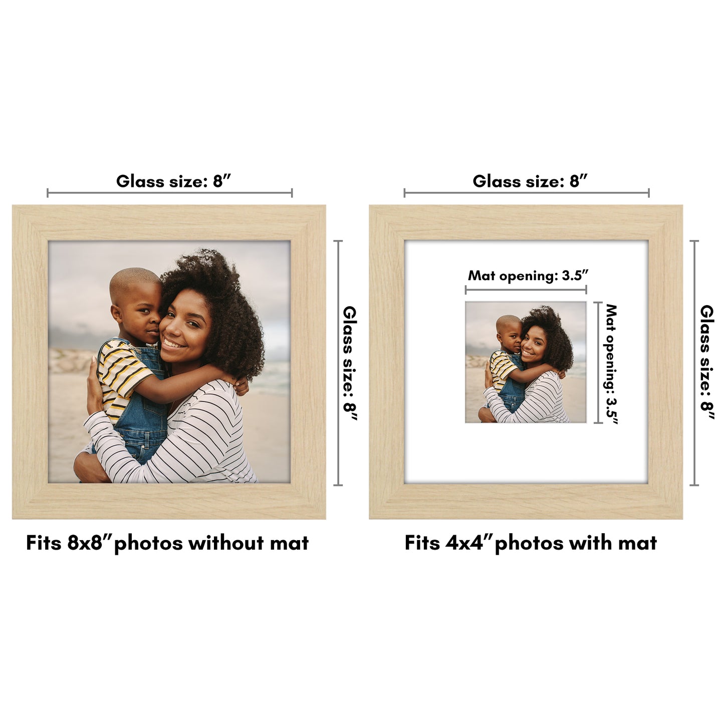 Wide Frame Picture Frame with Mat | Choose Size and Color