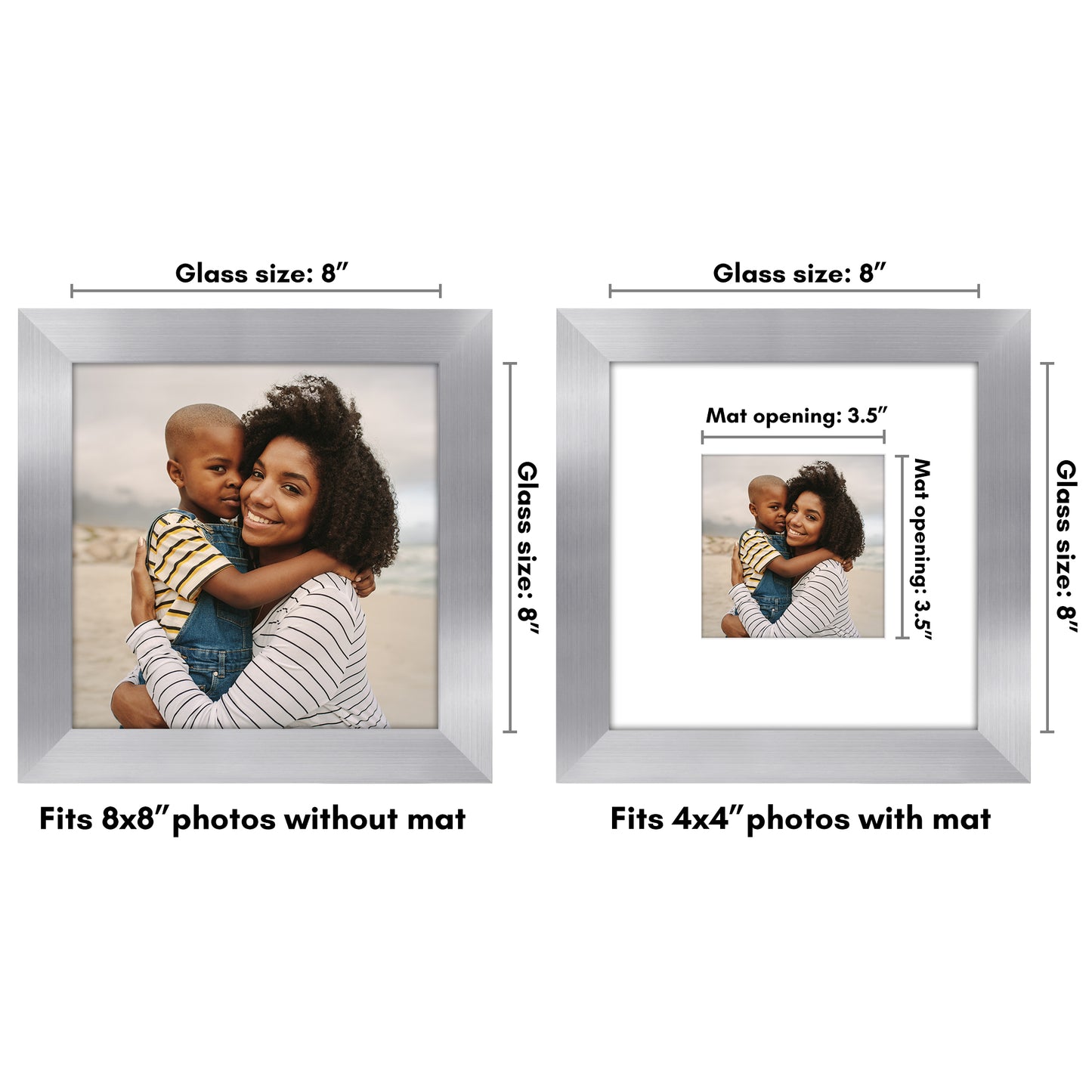 Wide Frame Picture Frame with Mat | Choose Size and Color