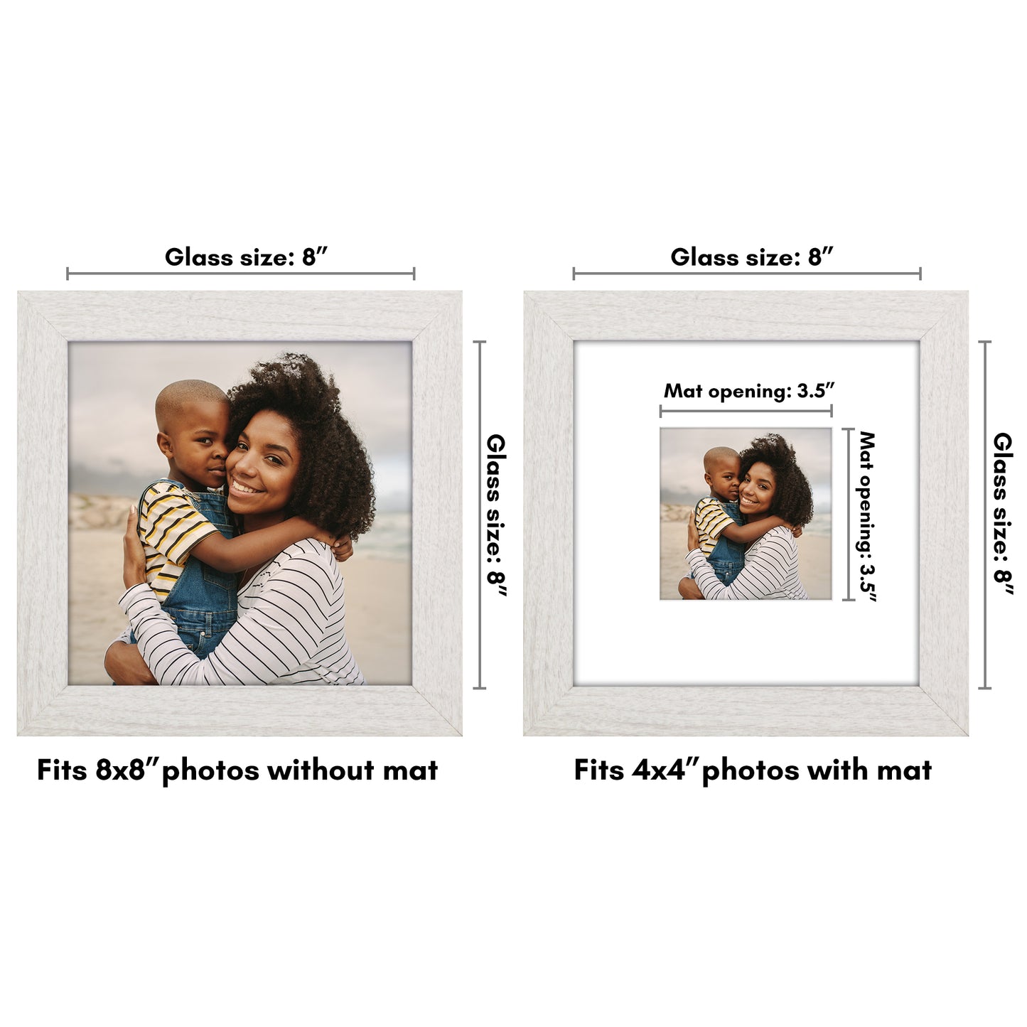 Wide Frame Picture Frame with Mat | Choose Size and Color