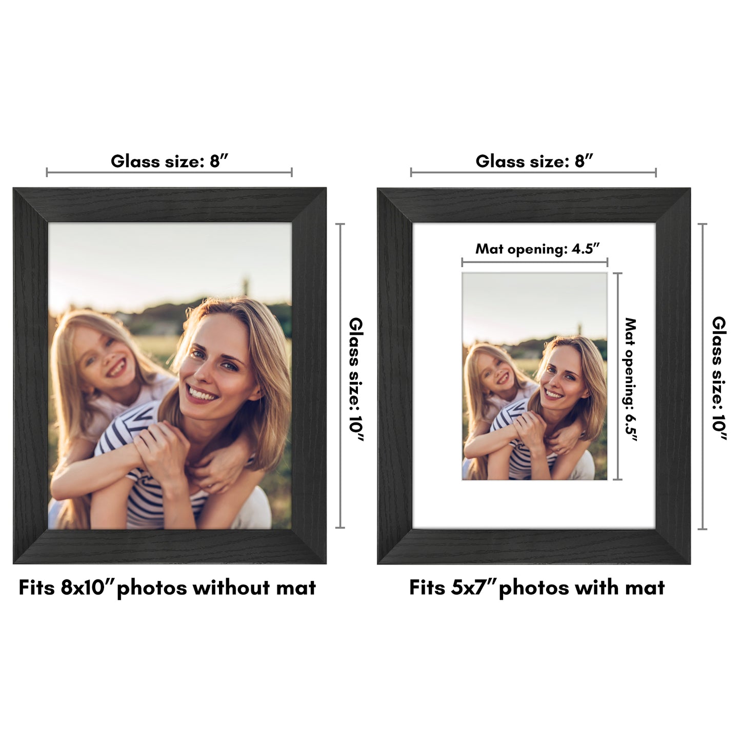 Wide Frame Picture Frame with Mat | Choose Size and Color