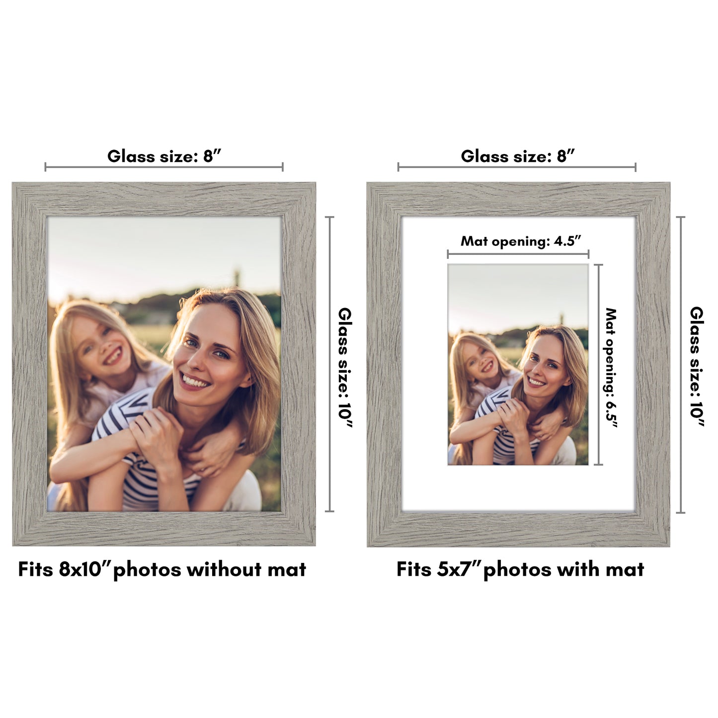 Wide Frame Picture Frame with Mat | Choose Size and Color