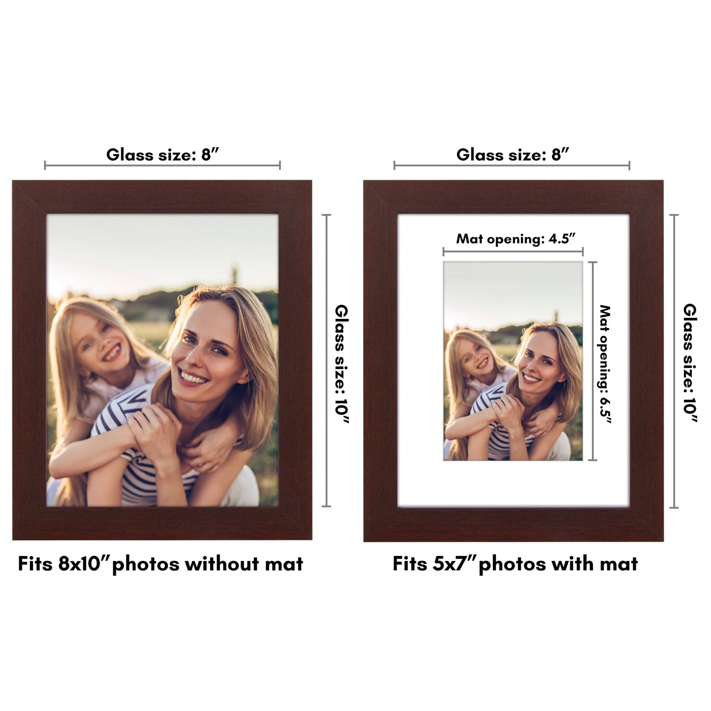 Wide Frame Picture Frame with Mat | Choose Size and Color