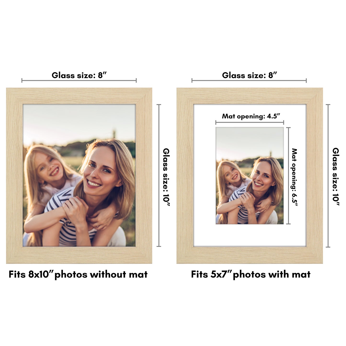 Wide Frame Picture Frame with Mat | Choose Size and Color