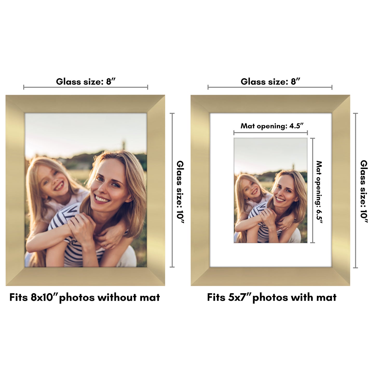Wide Frame Picture Frame with Mat | Choose Size and Color