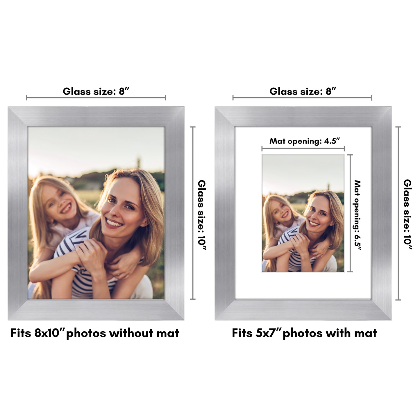 Wide Frame Picture Frame with Mat | Choose Size and Color