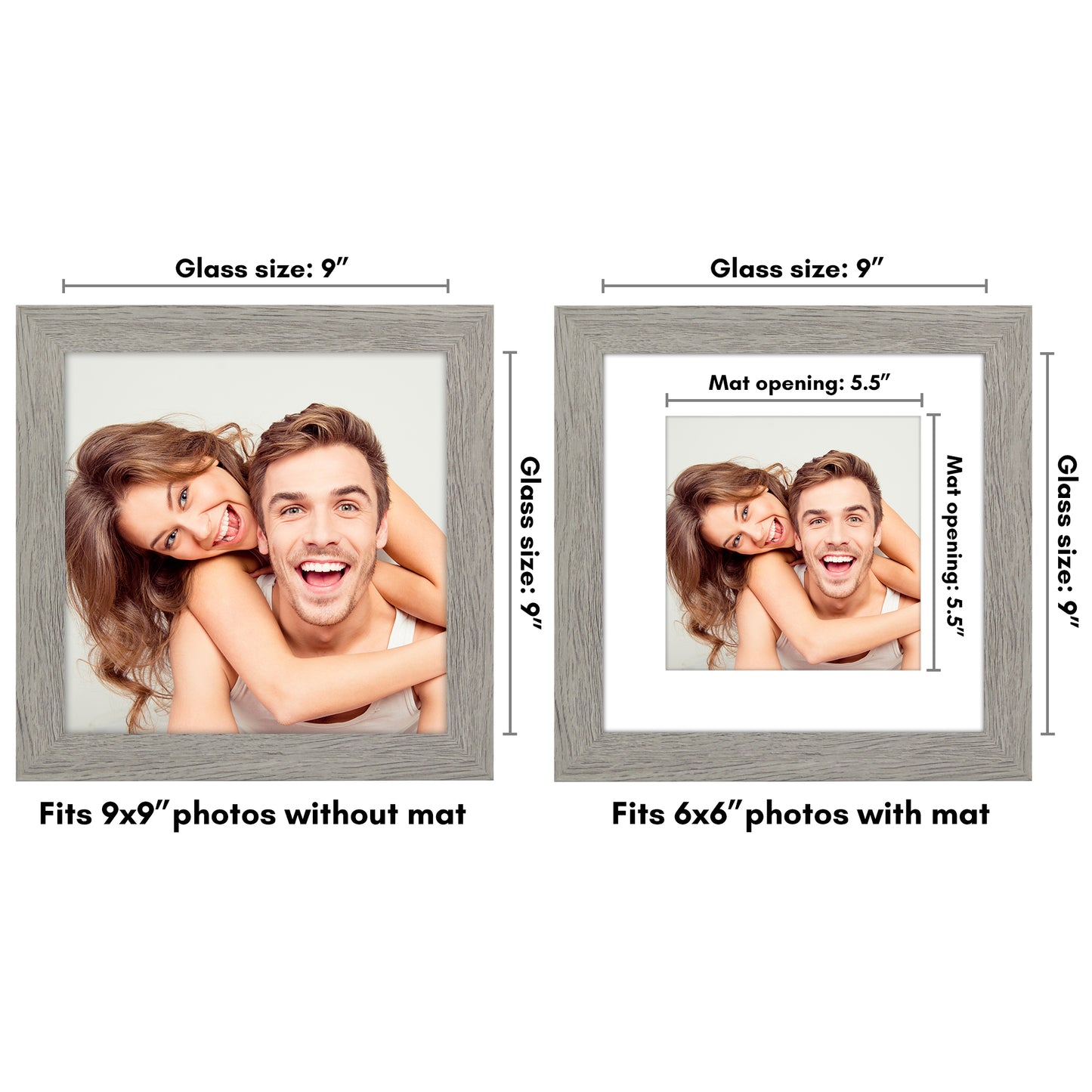 Wide Frame Picture Frame with Mat | Choose Size and Color