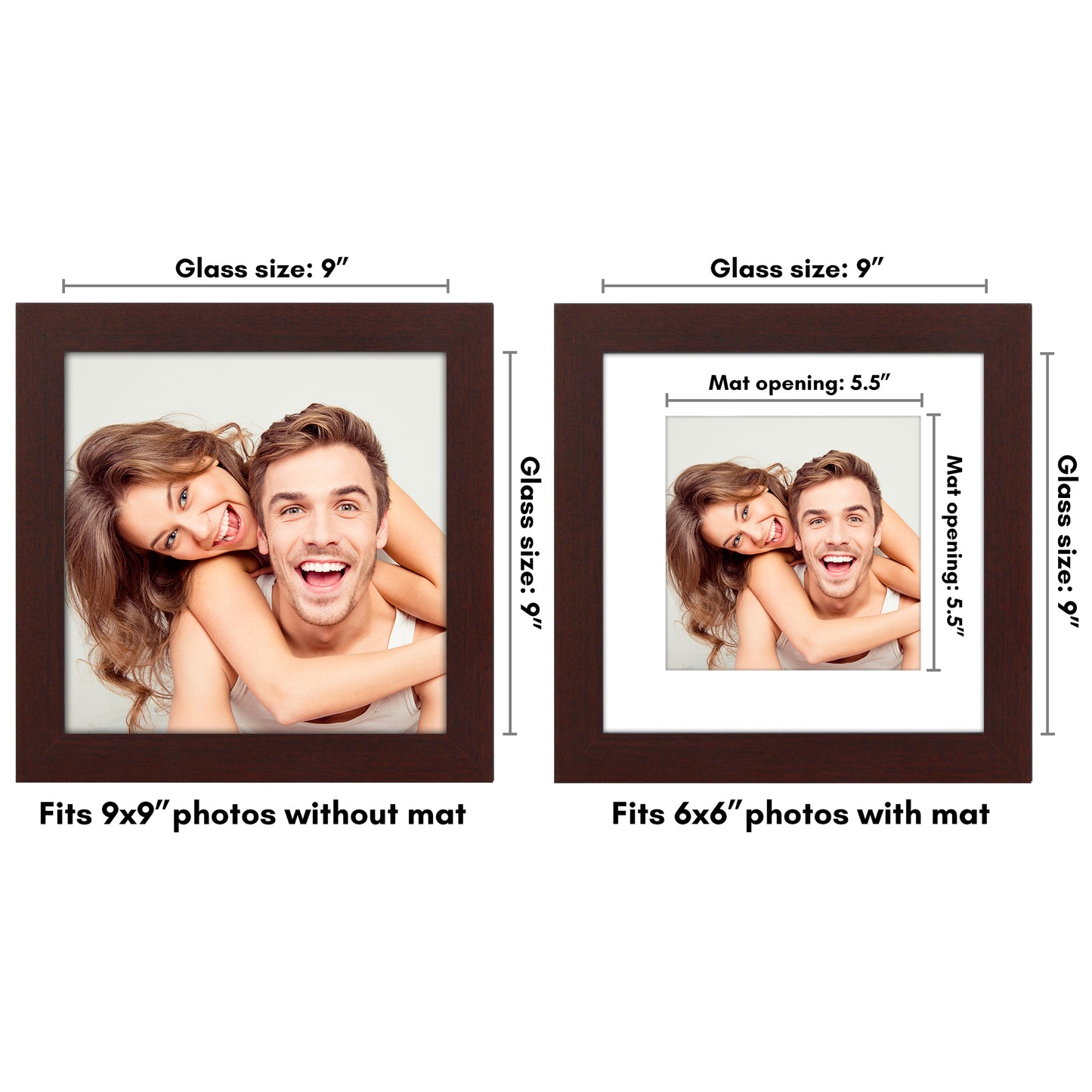 Wide Frame Picture Frame with Mat | Choose Size and Color