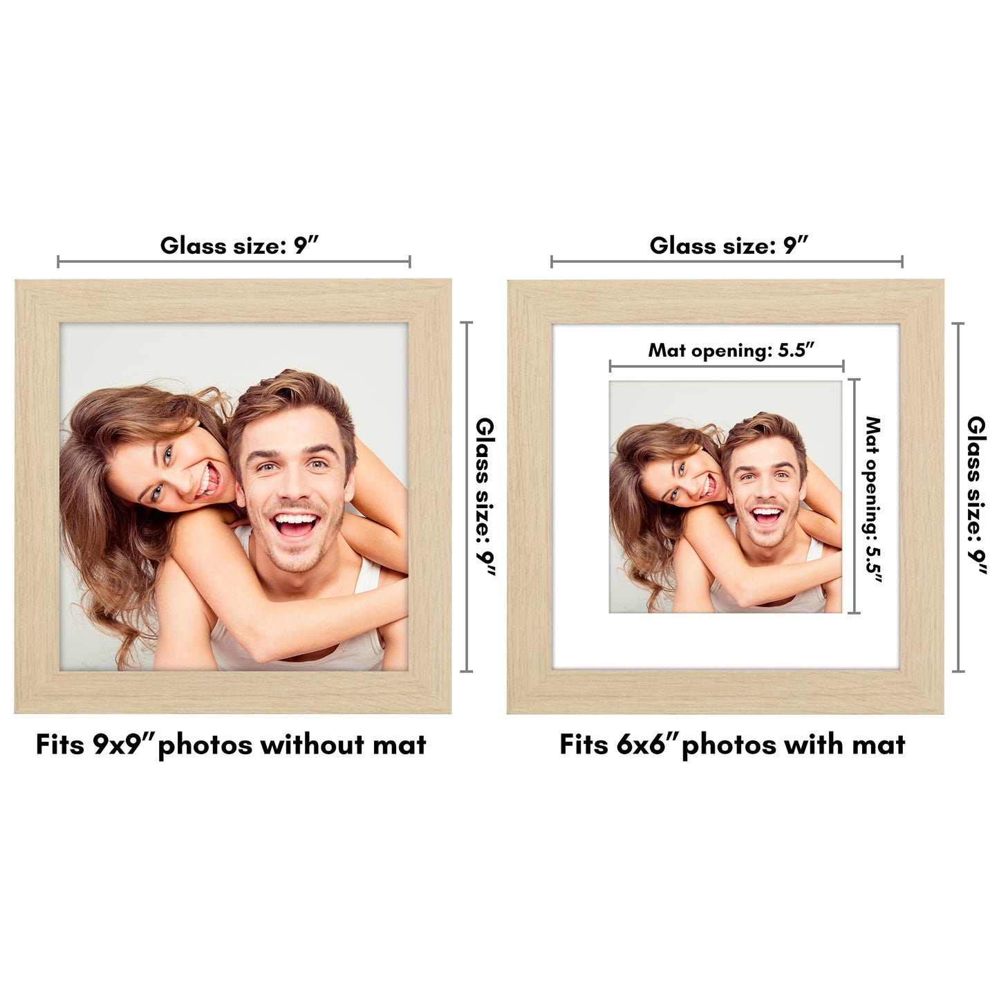 Wide Frame Picture Frame with Mat | Choose Size and Color