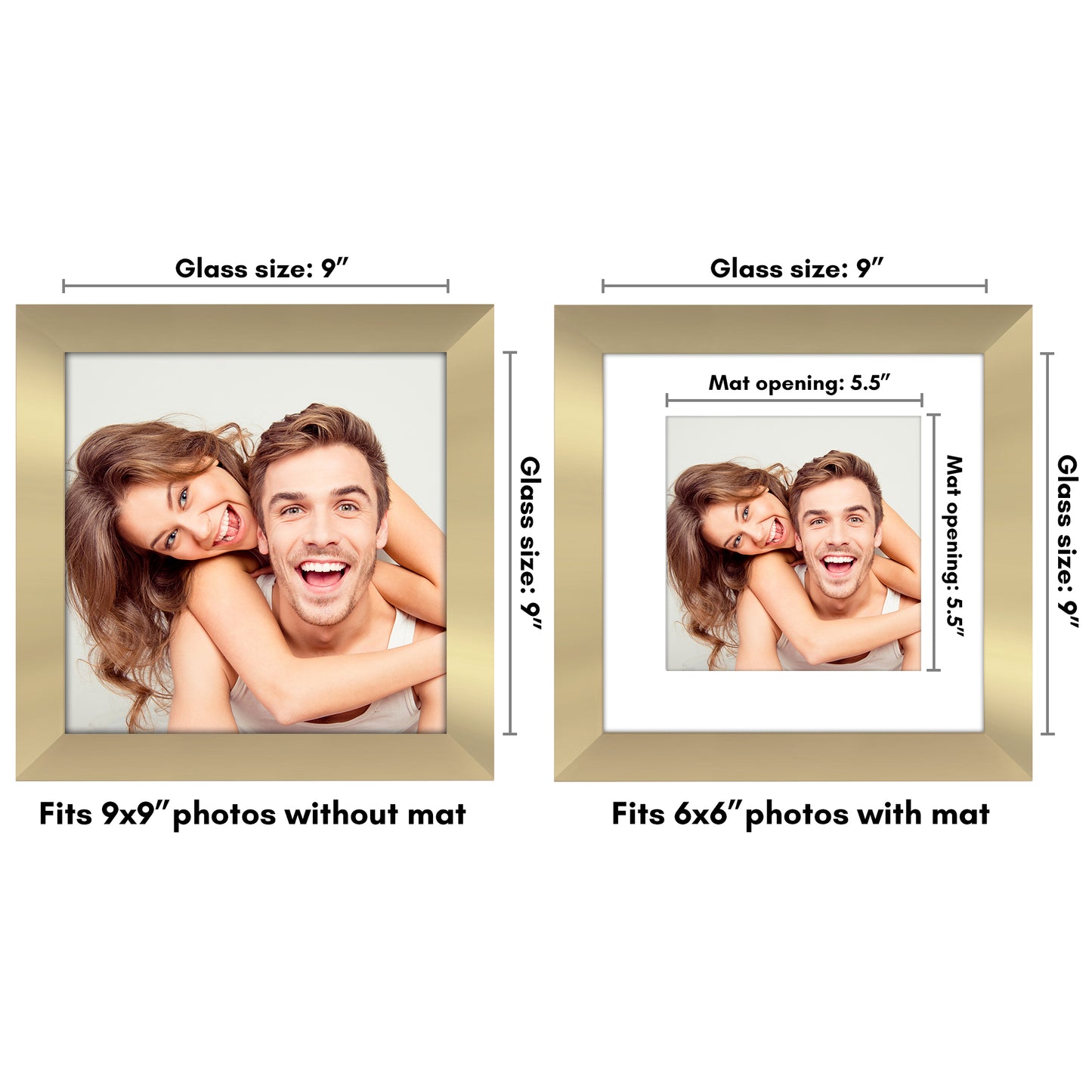 Wide Frame Picture Frame with Mat | Choose Size and Color