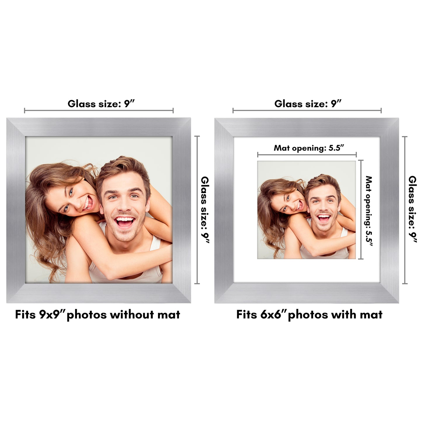 Wide Frame Picture Frame with Mat | Choose Size and Color