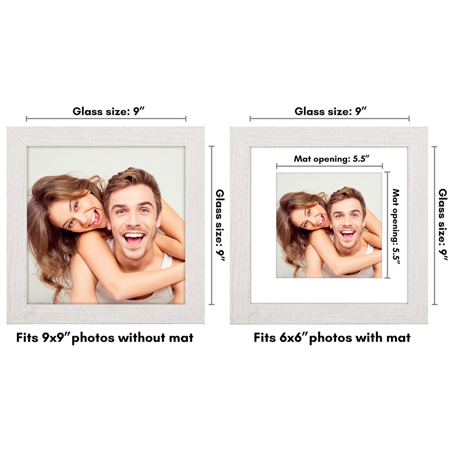 Wide Frame Picture Frame with Mat | Choose Size and Color