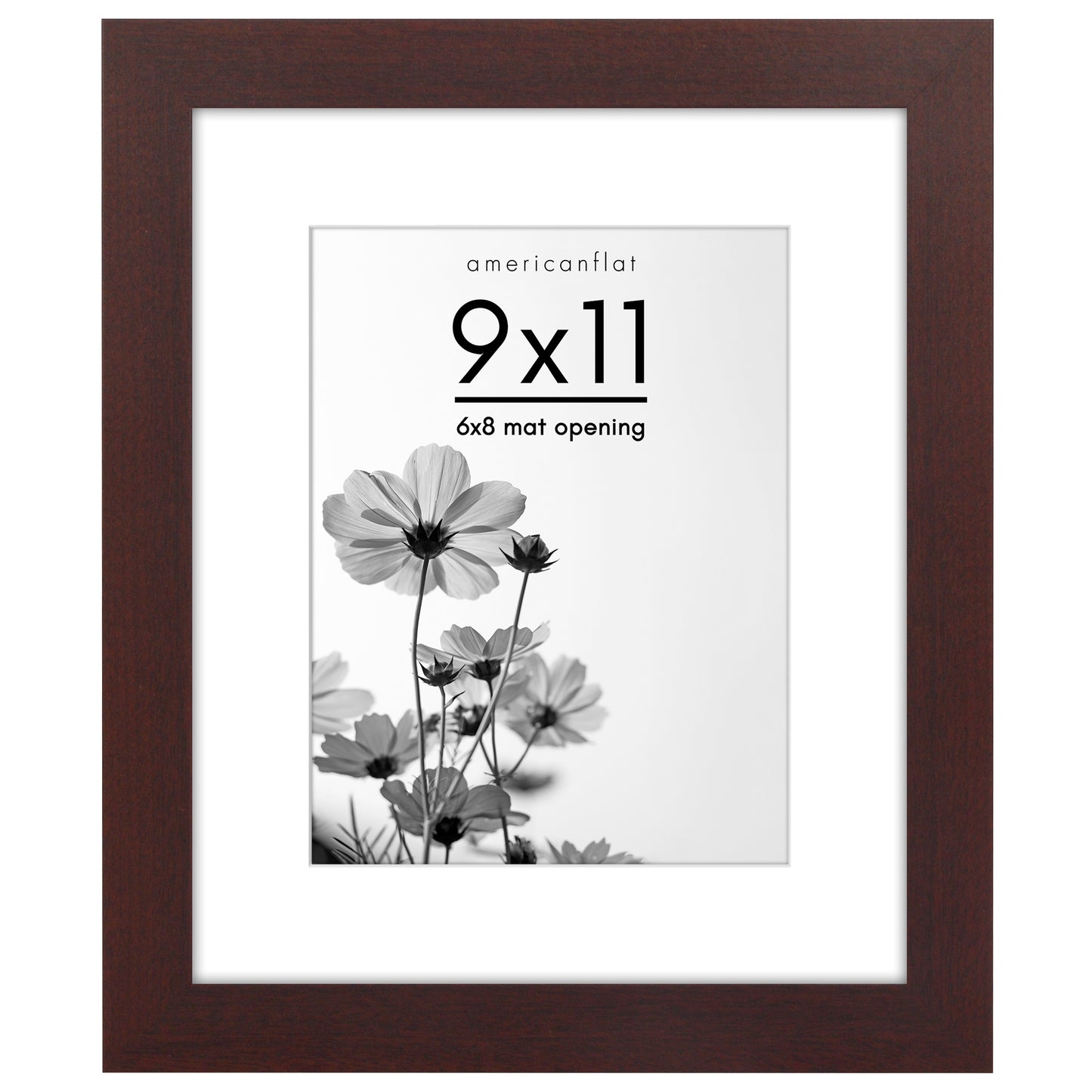 Wide Frame Picture Frame with Mat | Choose Size and Color