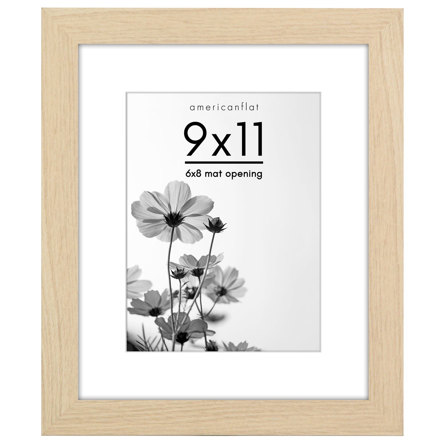 Wide Frame Picture Frame with Mat | Choose Size and Color