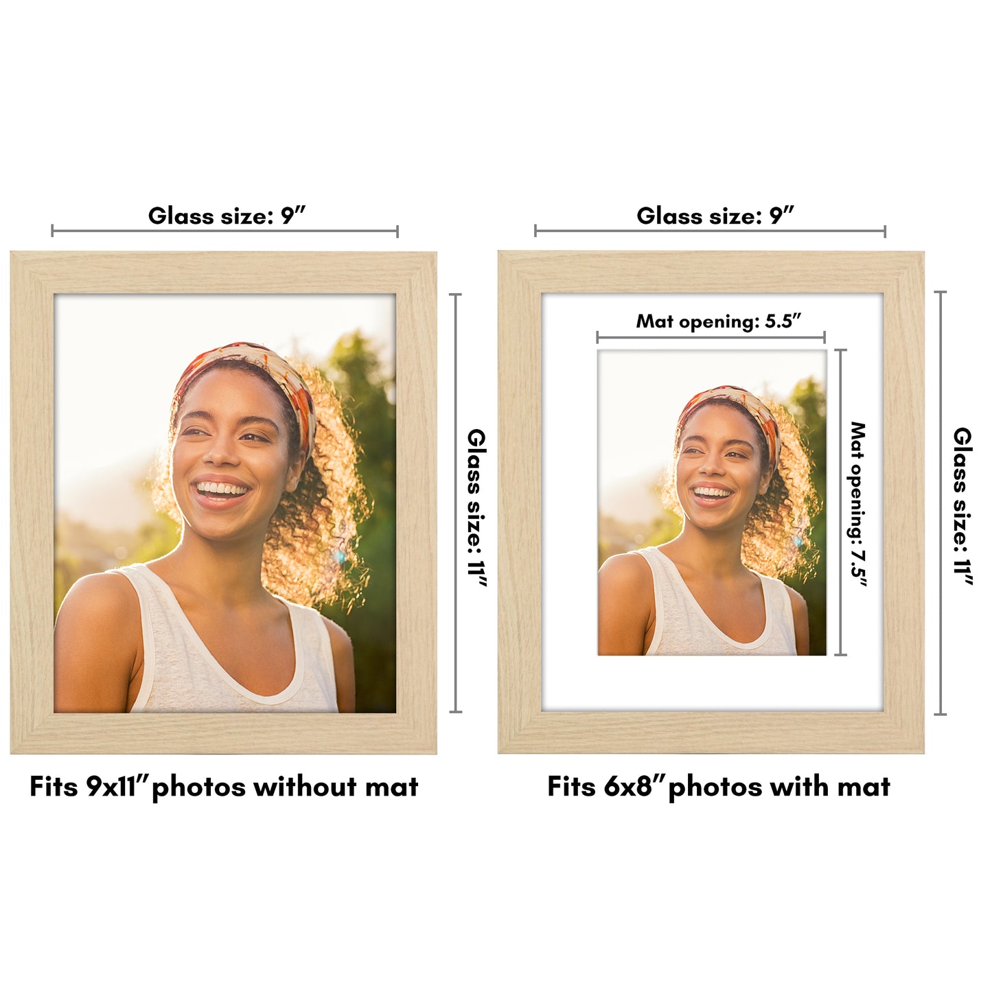 Wide Frame Picture Frame with Mat | Choose Size and Color