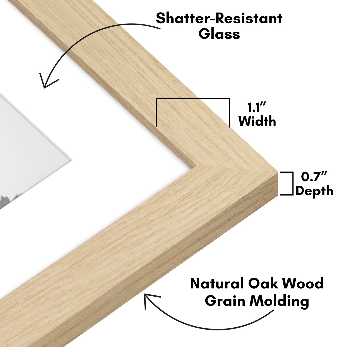 Wide Frame Picture Frame with Mat | Choose Size and Color