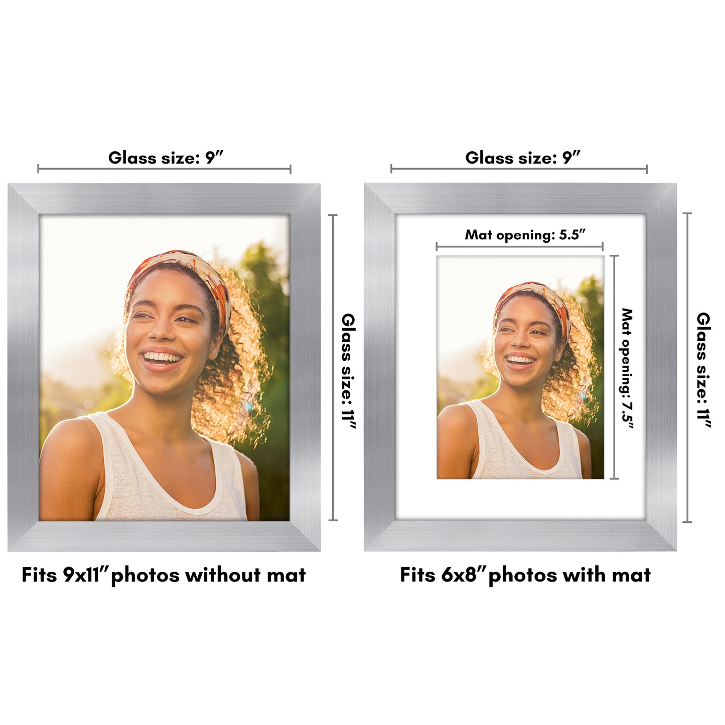 Wide Frame Picture Frame with Mat | Choose Size and Color