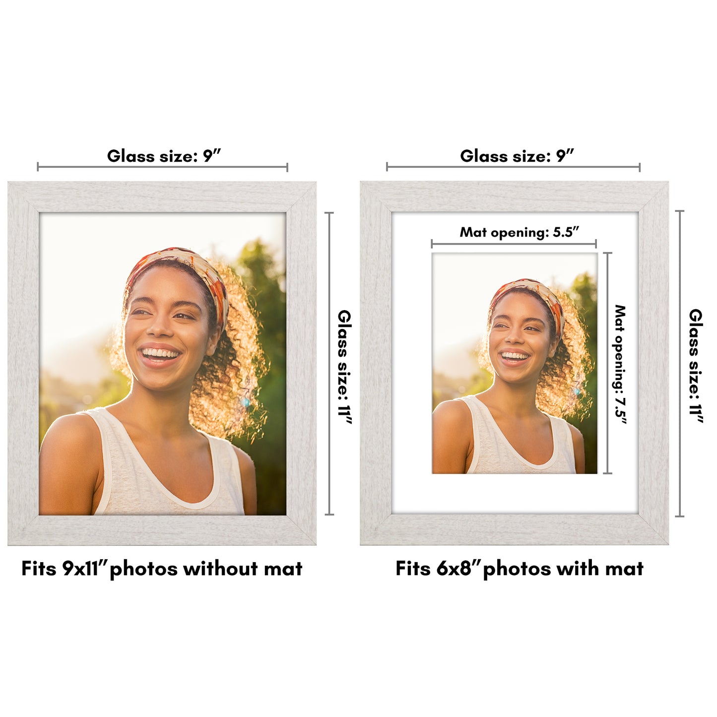 Wide Frame Picture Frame with Mat | Choose Size and Color