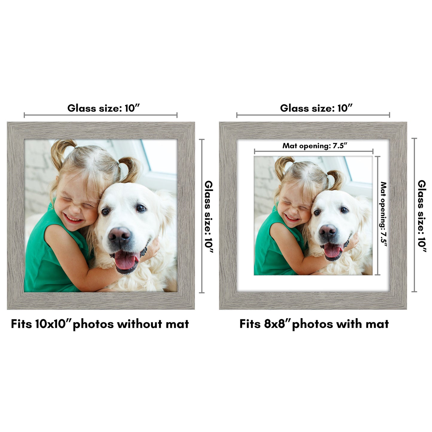 Wide Frame Picture Frame with Mat | Choose Size and Color