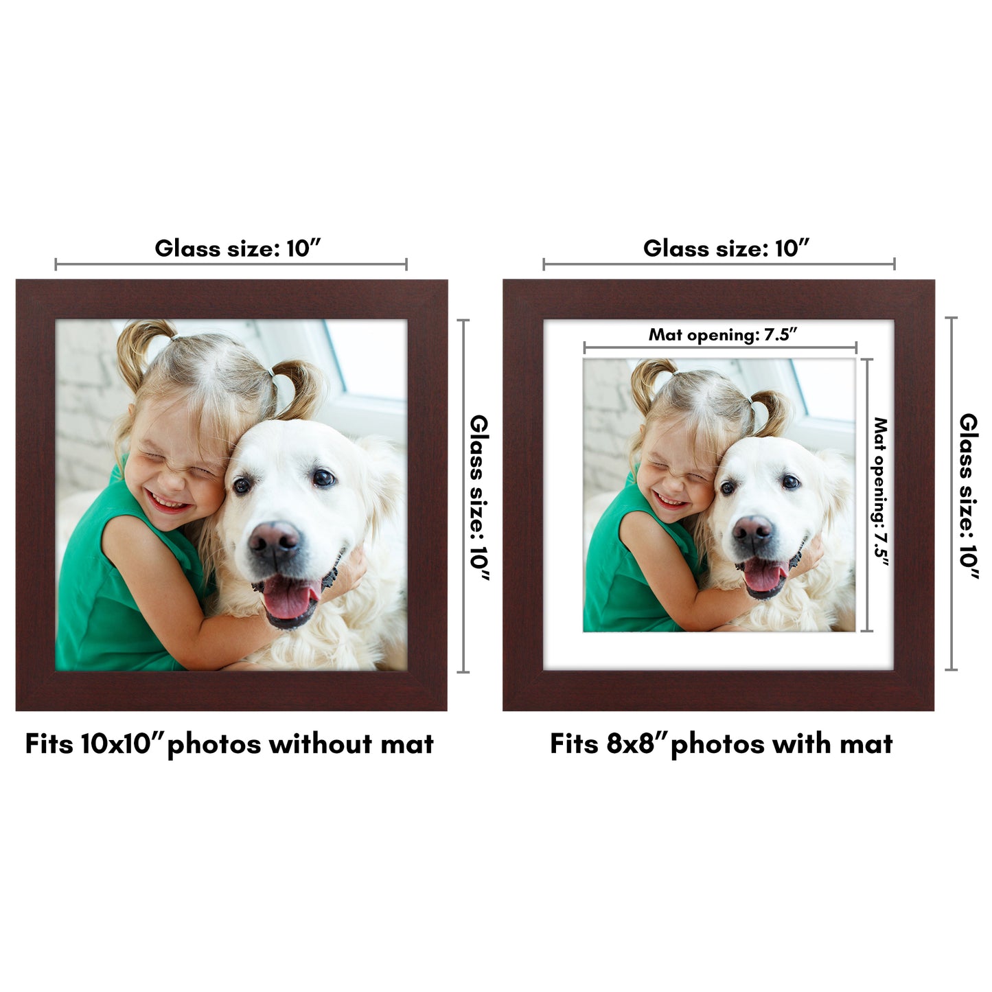 Wide Frame Picture Frame with Mat | Choose Size and Color