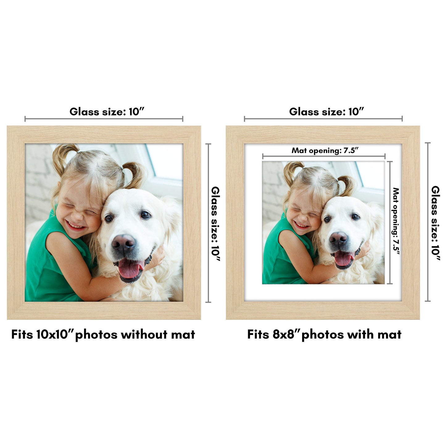 Wide Frame Picture Frame with Mat | Choose Size and Color