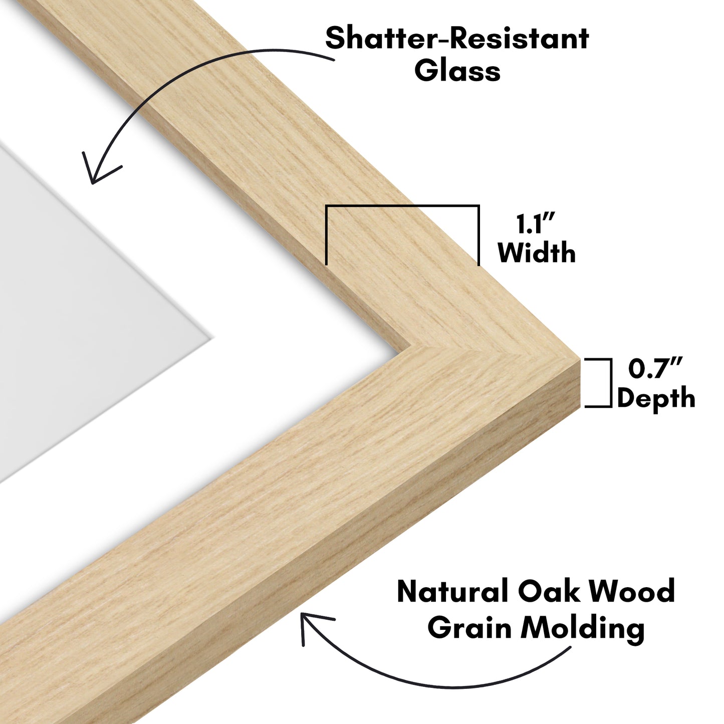 Wide Frame Picture Frame with Mat | Choose Size and Color