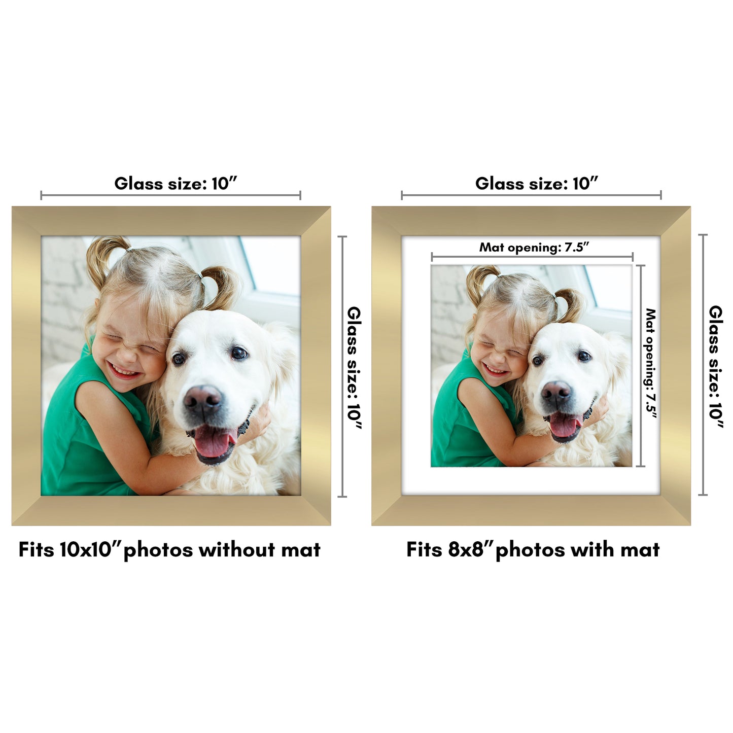 Wide Frame Picture Frame with Mat | Choose Size and Color