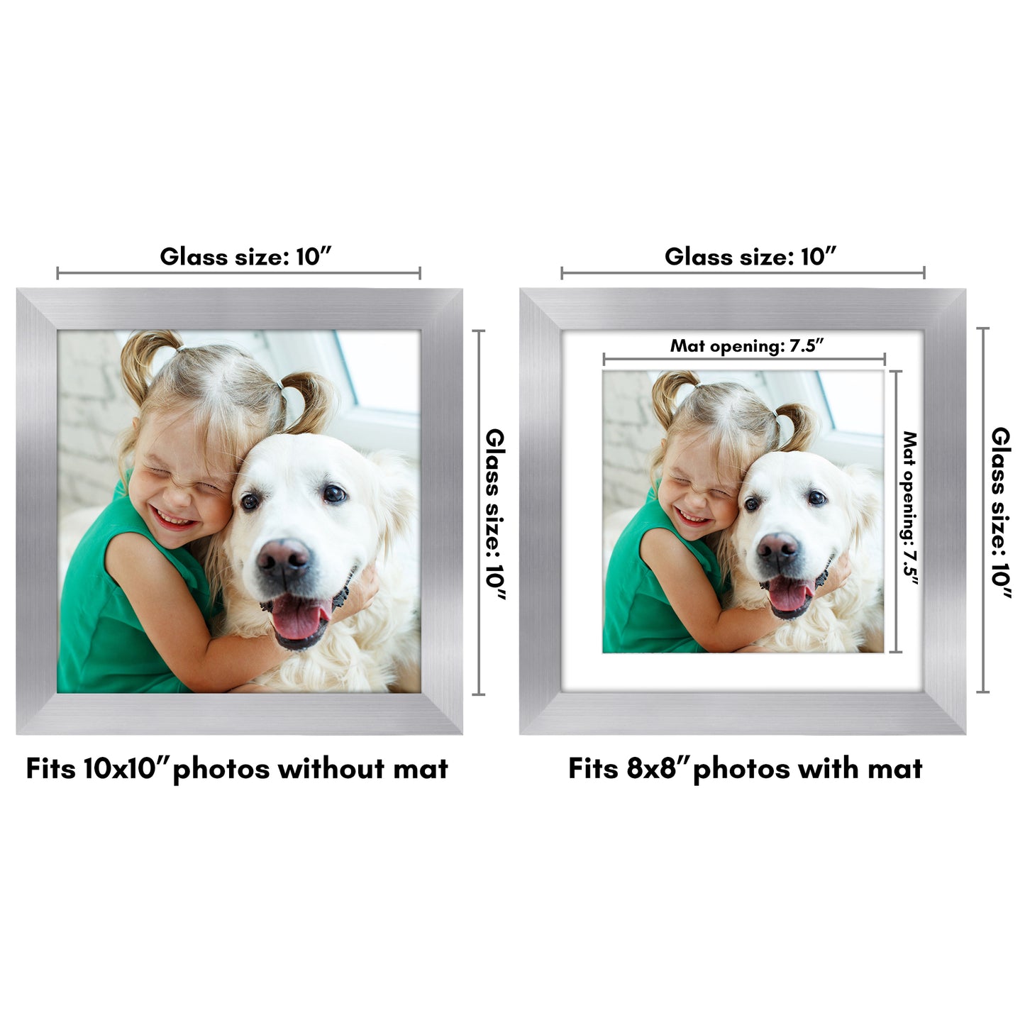 Wide Frame Picture Frame with Mat | Choose Size and Color