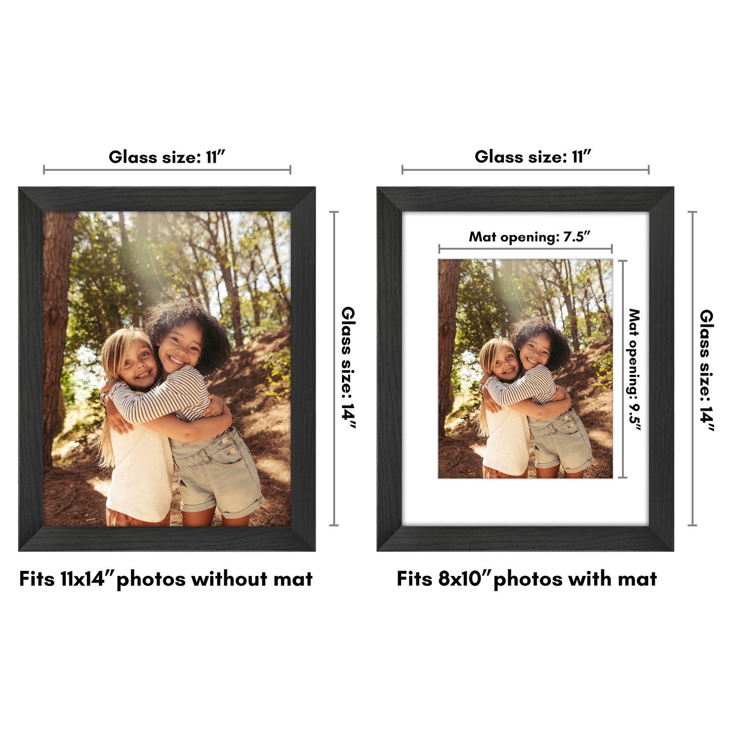 Wide Frame Picture Frame with Mat | Choose Size and Color