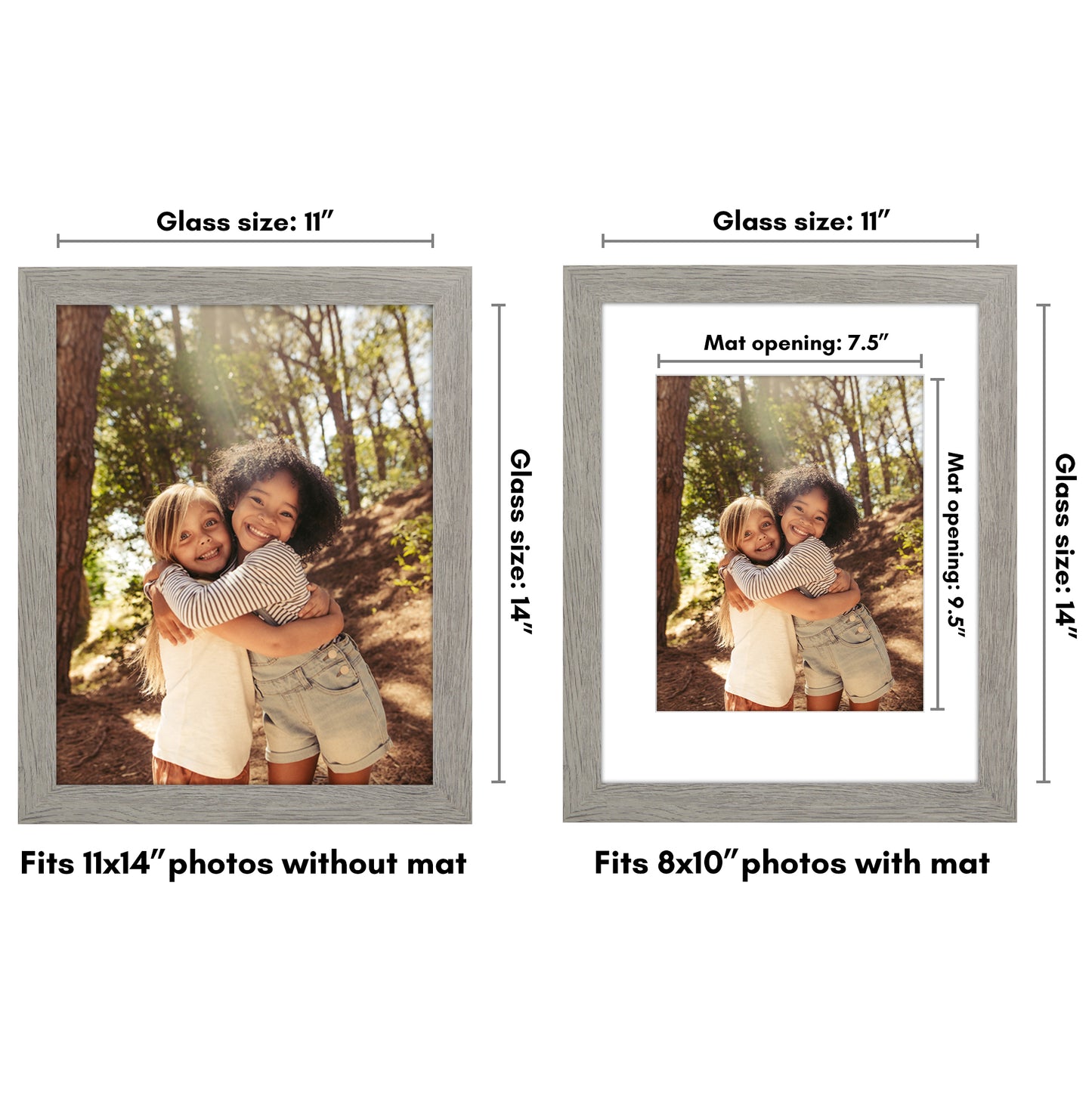 Wide Frame Picture Frame with Mat | Choose Size and Color