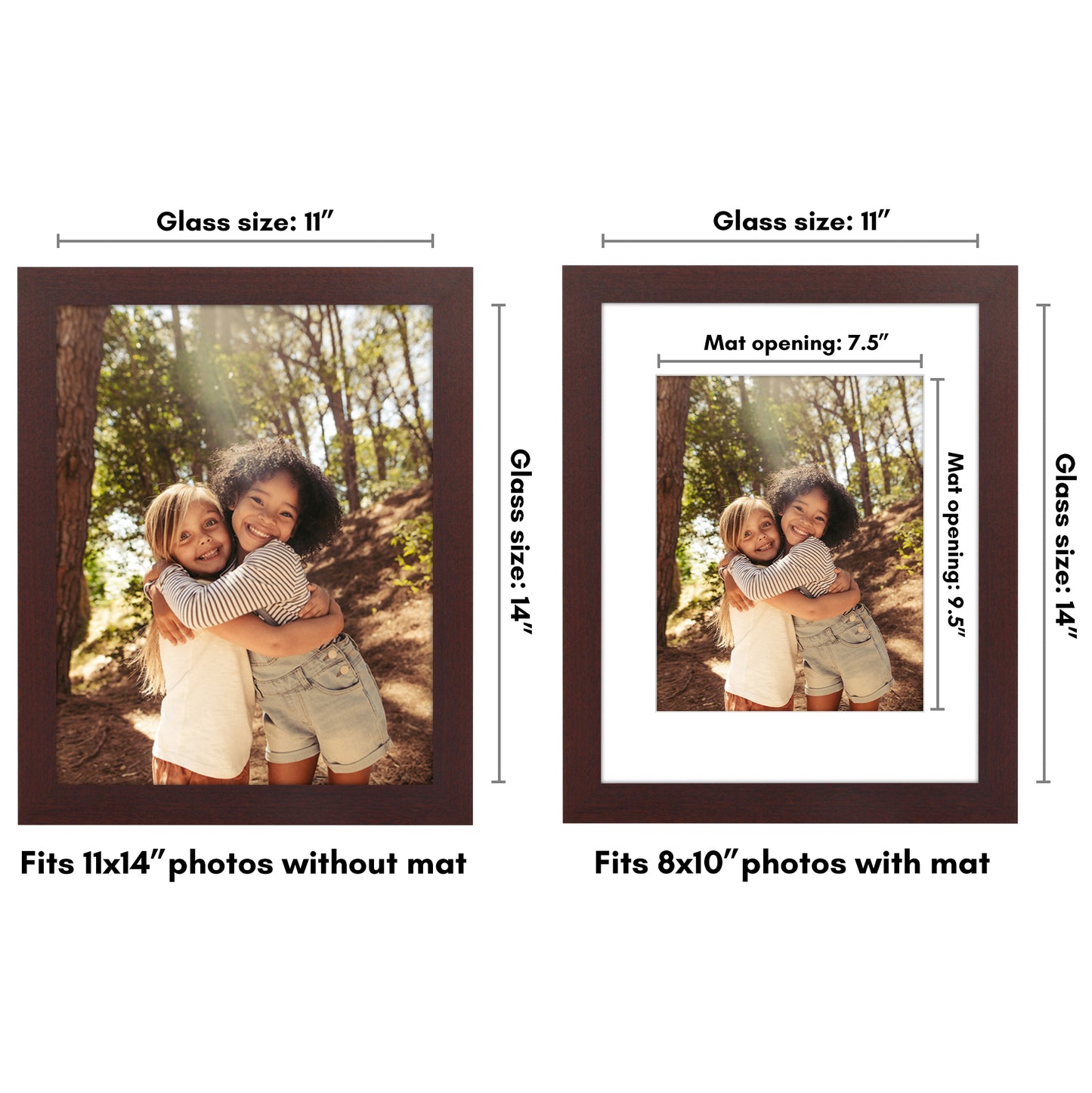 Wide Frame Picture Frame with Mat | Choose Size and Color