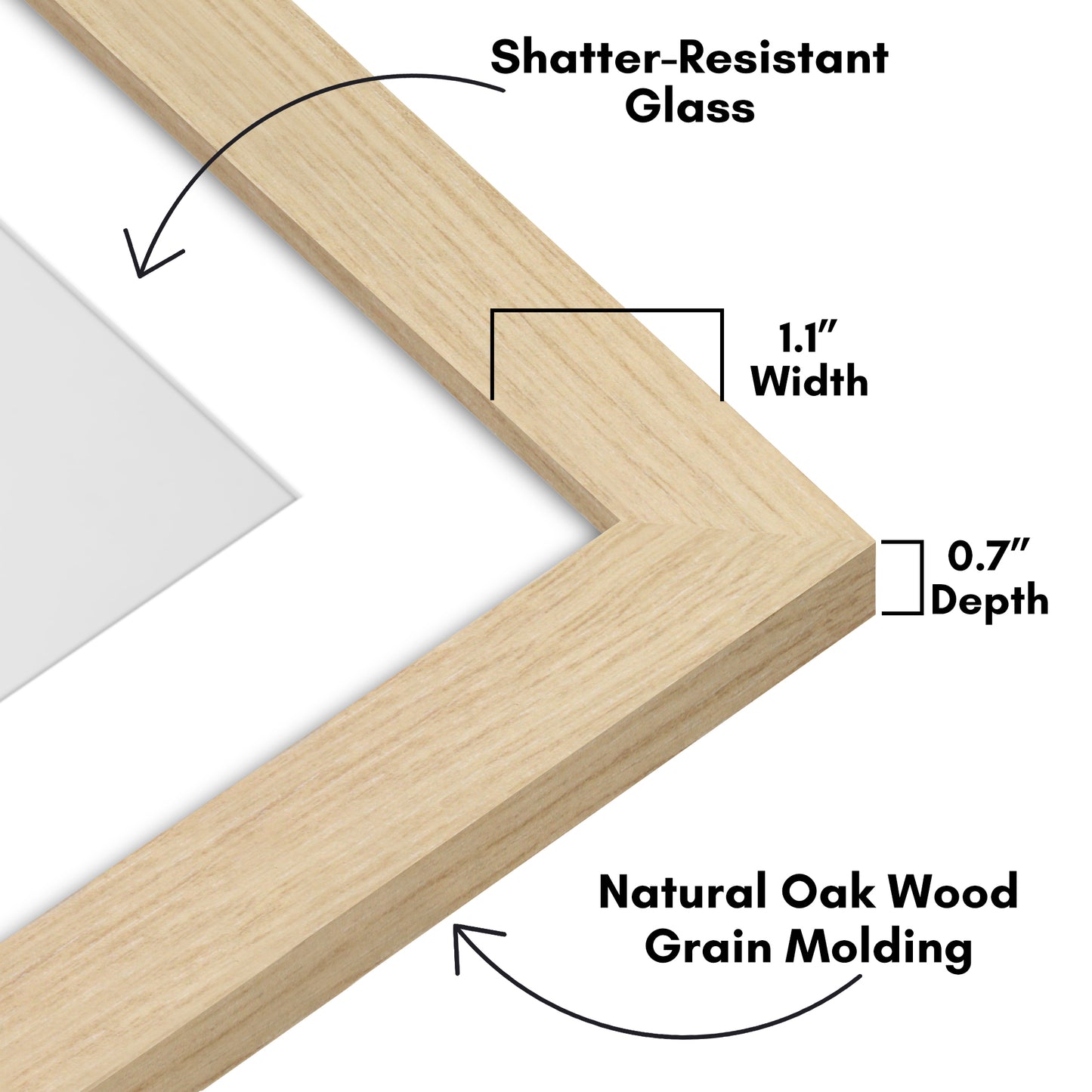 Wide Frame Picture Frame with Mat | Choose Size and Color